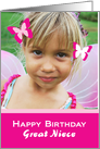 Photocard with butterflies for Great-Niece’s birthday card