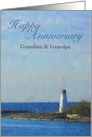 Grandparents, Lighthouse Anniversary Wishes custom relative card