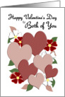 Valentine’s Greetings with Hearts & Flowers to Both of You card