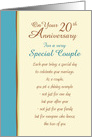 20th Anniversary wishes for a Special Couple card