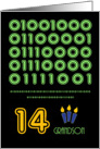 Happy 14th Birthday Grandson, Binary Code reads Happy Birthday card