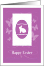 Decorated Easter egg with a background of butterflies card