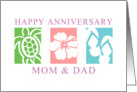 Hawaiian theme Anniversary Mom and Dad card