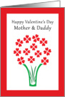 Hearts and flowers bouquet Happy Valentine’s Day Mother and Daddy card