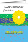 Celebrate! Happy Birthday Sister-in-Law bright flower and giftwrap card