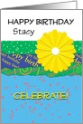 Celebrate! Happy Birthday bright flower and giftwrap card