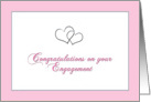 Engagement Congratulations with silver-tone hearts card