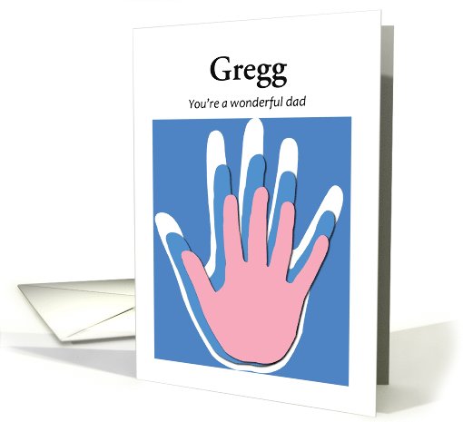 Father's Day with pink and blue handprints - customize name card