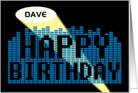 The spotlight’s on you birthday with music equalizer image for music buff, customize name card