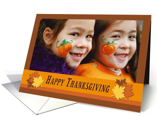 Happy Thanksgiving with autumn leaves photocard card (1116670)