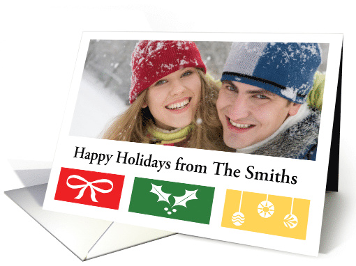 A colorblock holiday photocard with customized text card (1165128)