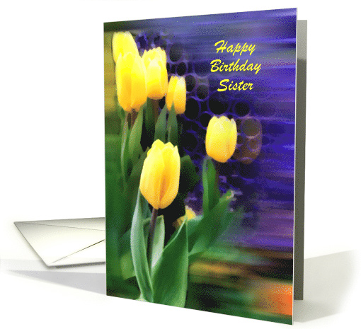 Yellow tulips wish a Happy Birthday to customize relationship card