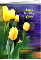 Yellow tulips wish a Happy Birthday to customize relationship card