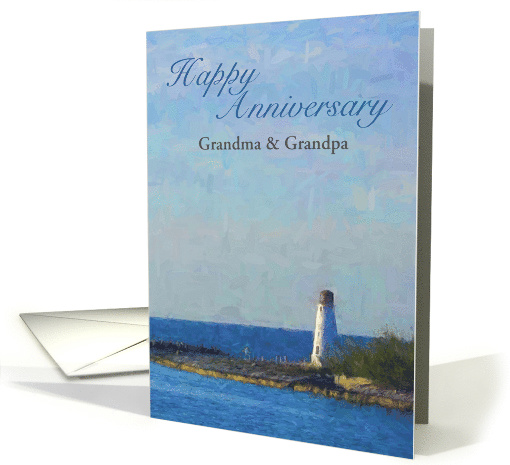 Grandparents, Lighthouse Anniversary Wishes custom relative card