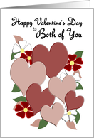 Valentine’s Greetings with Hearts & Flowers to Both of You card