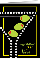 Martini with extra olives for Niece on her 21st birthday card