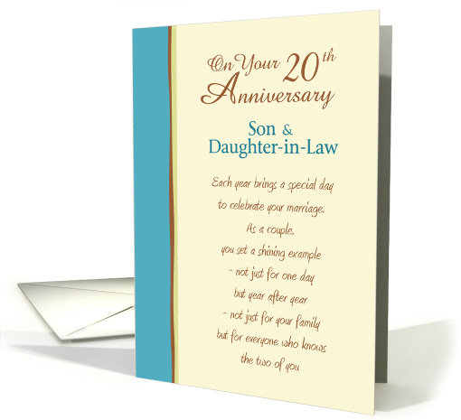 20th Anniversary for Son and Daughter-in-Law card (1469536)