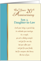20th Anniversary for Son and Daughter-in-Law card