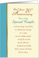 20th Anniversary wishes for a Special Couple card