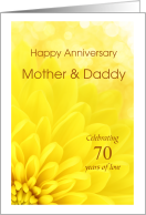 Yellow chrysanthemum for parents 70th Anniversary card