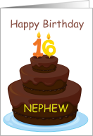 Chocolate birthday cake for nephew’s 16th birthday card