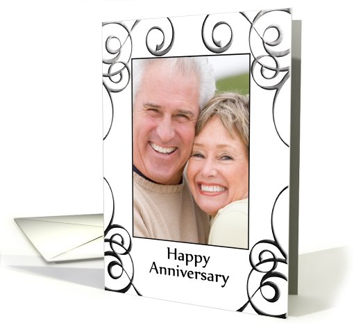 Happy Anniversary with decorative border. Add photo card (923157)