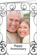 Happy Anniversary with decorative border. Add photo card