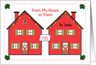 Holiday Greetings from My House to Yours personalize for recipient card