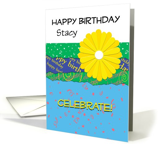 Celebrate! Happy Birthday bright flower and giftwrap card (984641)