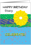 Celebrate! Happy Birthday bright flower and giftwrap card