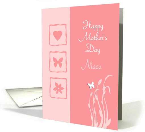 Happy Mother's Day Niece pink floral with butterfly card (985153)