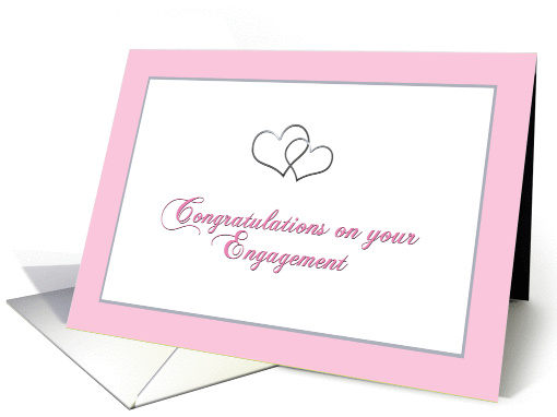 Engagement Congratulations with silver-tone hearts card (987711)
