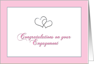 Engagement Congratulations with silver-tone hearts card