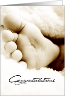 New Baby Congratulations Newborn Foot Sepia card
