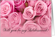 Will you be my Bridesmaid? Pink Roses card