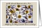 Appreciation for helping in my cancer survivorship card