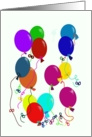 Colorful balloons with ribbon blank card