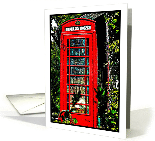 Calling a friend with cancer from a red phone booth card (786108)