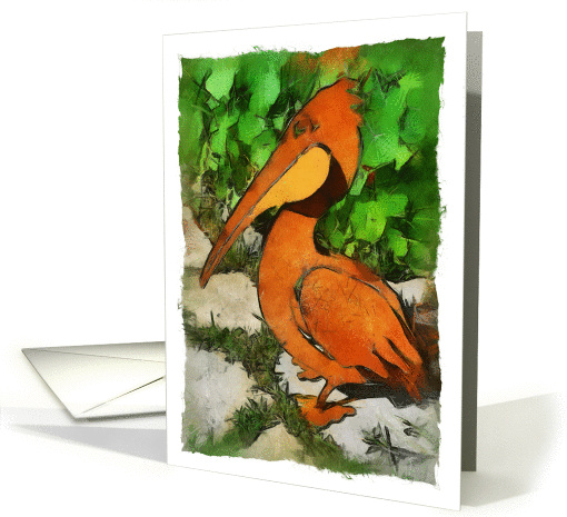 Iron pelican garden ornament blank card (918386)