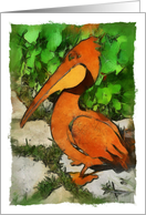 Iron pelican garden ornament blank card