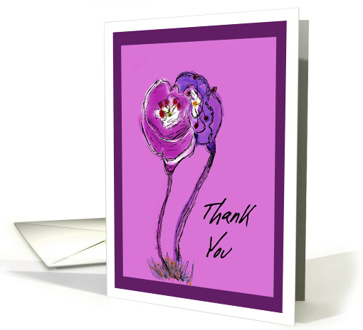Thank You blank card with flowers card (937566)