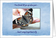 True friends lift you up during cancer treatments, with butterfly card