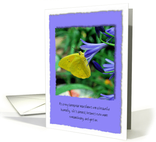 Life goes on in the face of cancer, with yellow butterfly card