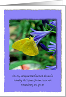 Life goes on in the face of cancer, with yellow butterfly card
