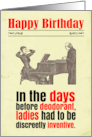 Birthday Victorian Humor Body Odour Deodorant card