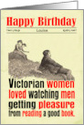 Custom Birthday Funny Man Reading Sex Book Victorian card