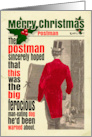 Christmas Funny Victorian Postman Dog card