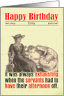 Custom Birthday Funny Servant Day Off Victorian card