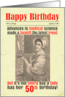50th Birthday Funny Facelift Victorian card