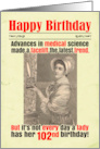 102nd Birthday Funny Facelift Victorian card